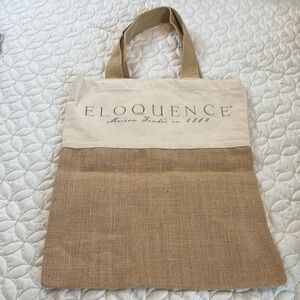 Eloquence Canvas and Burlap Two-Tone Tote Bag 14 x17.5 NWOT